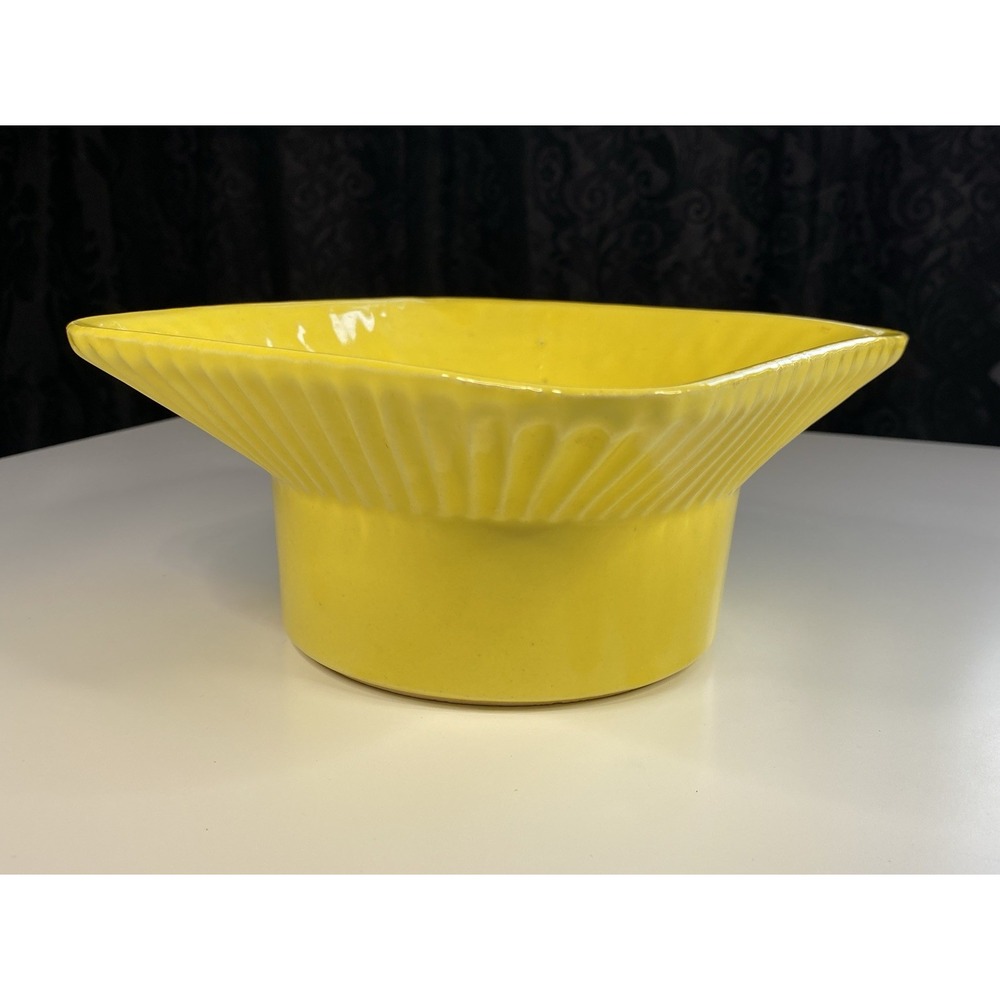 Vintage McCoy USA Floraline Yellow Shallow Vase/Planter